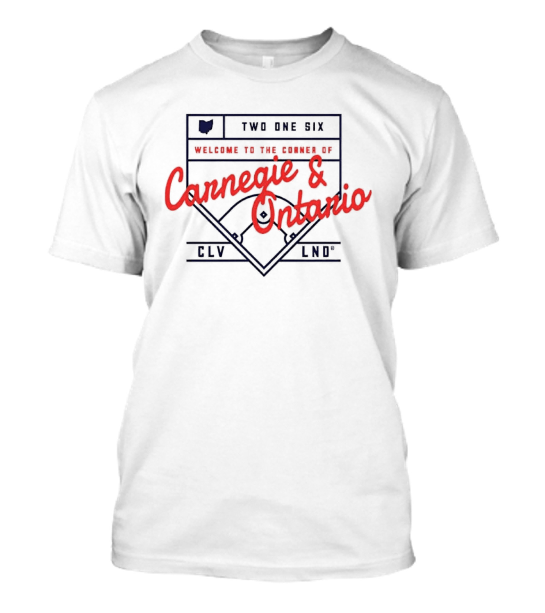 Cleveland Guardians Two One Six Welcome To The Corner Of Carnegie And Ontario T-Shirt