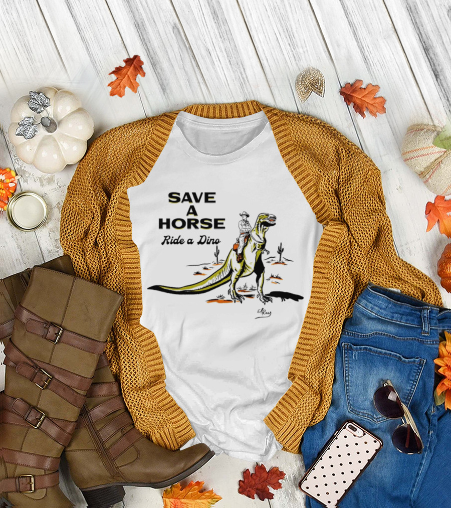 Save a Horse Ride a Dino Cowboy Riding Rex T-Shirt