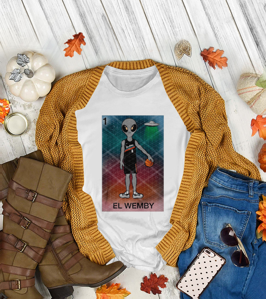 El Wemby Lotería Card Alien Victor Wembanyama San Antonio Spurs Basketball NBA 2026 T-Shirt