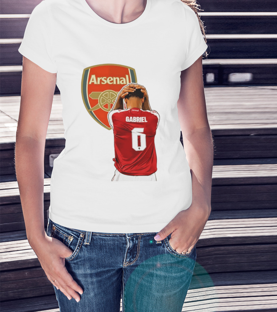 Gabriel Magalhaes Arsenal Jersey Number 6 Premier League T-Shirt