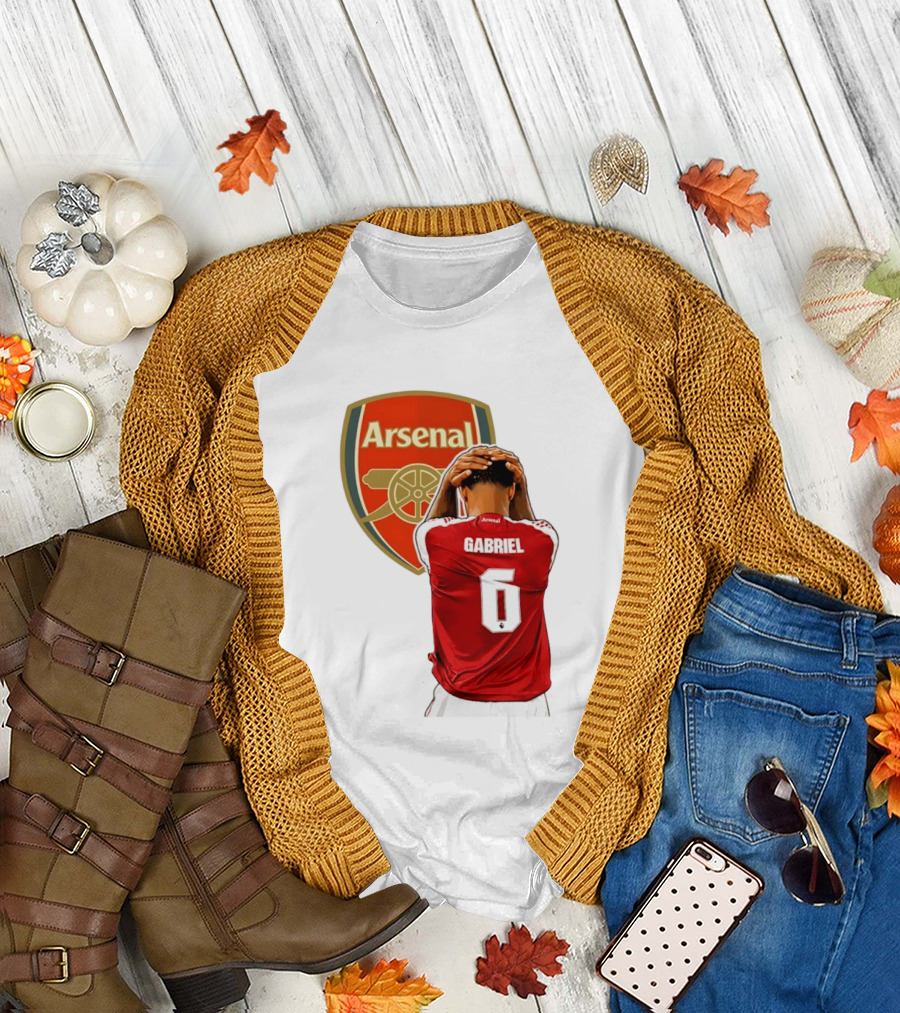 Gabriel Magalhaes Arsenal Jersey Number 6 Premier League T-Shirt