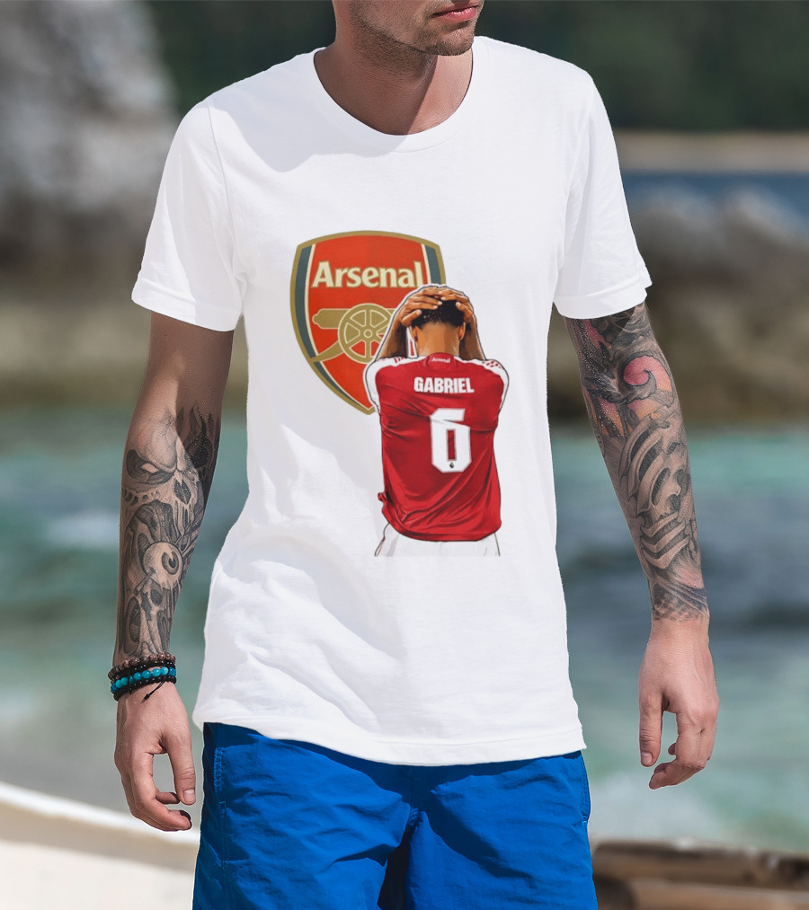 Gabriel Magalhaes Arsenal Jersey Number 6 Premier League T-Shirt