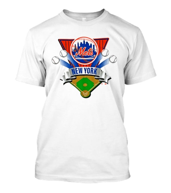 New York Mets Baseball Diamond Skyline And Bats T-Shirt