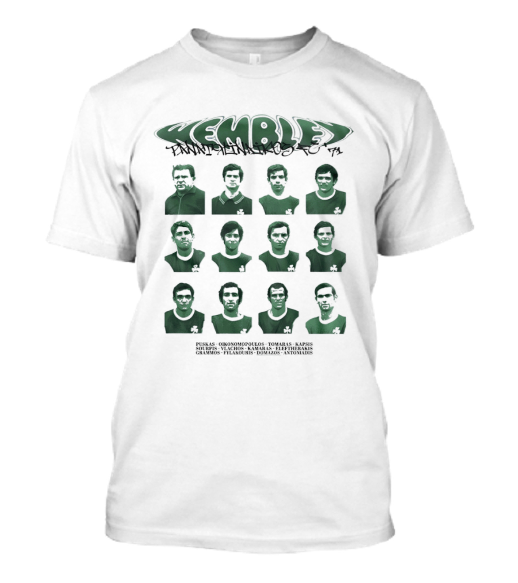 Panathinaikos FC 1971 Team Wembley Kemble Players T-Shirt