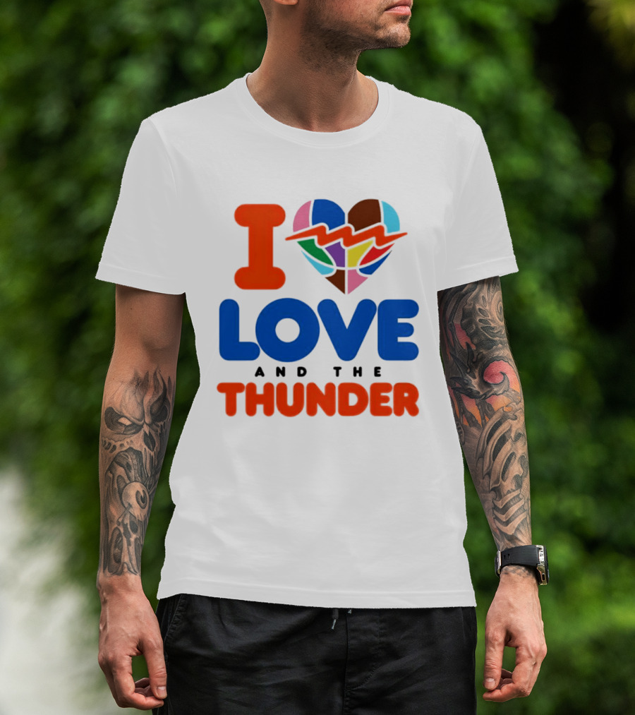 I Love Thunder Heart Color Block T-Shirt