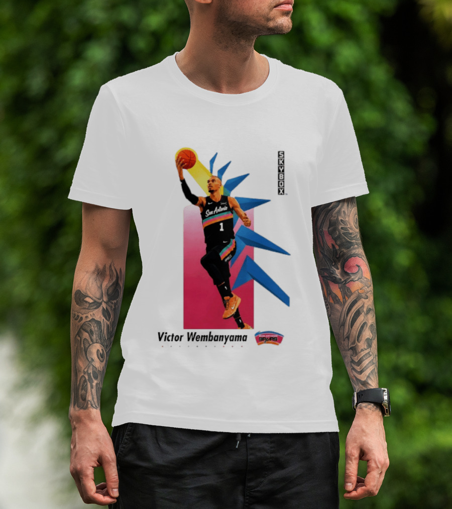 Victor Wembanyama San Antonio Spurs Basketball NBA Skybox 90s Retro Dunking Action T-Shirt