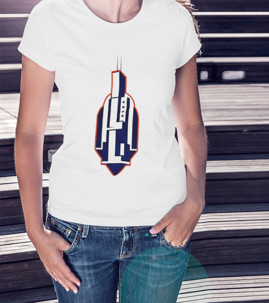 Chicago Skyline Willis Tower Symbol With Flag Stars T-Shirt
