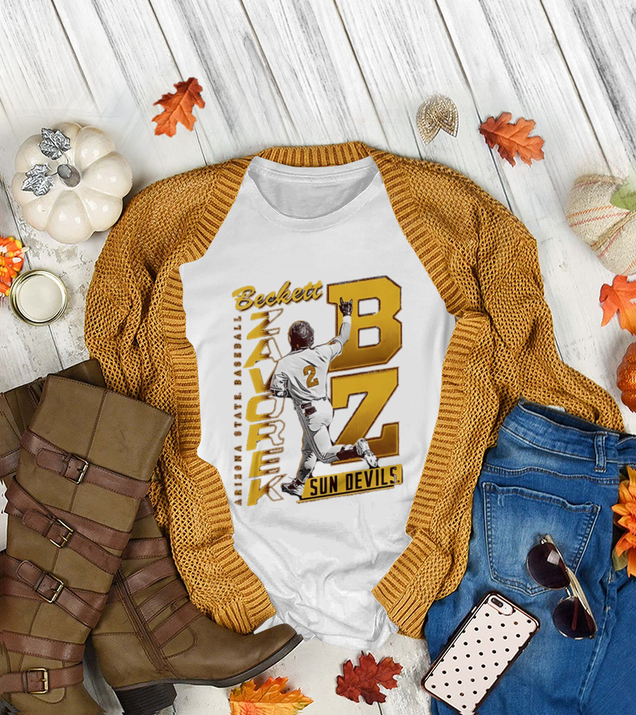 Beckett Zavorke Arizona State Baseball Sun Devils BZ Number 2 T-Shirt