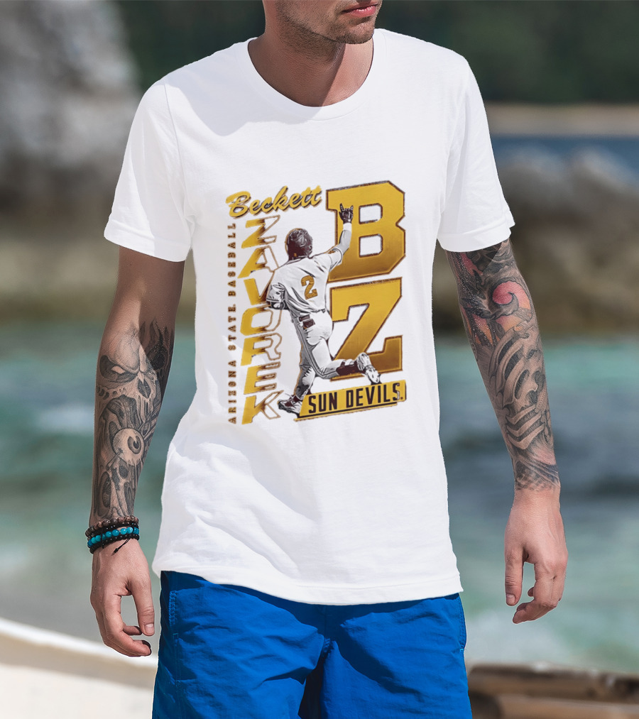 Beckett Zavorke Arizona State Baseball Sun Devils BZ Number 2 T-Shirt