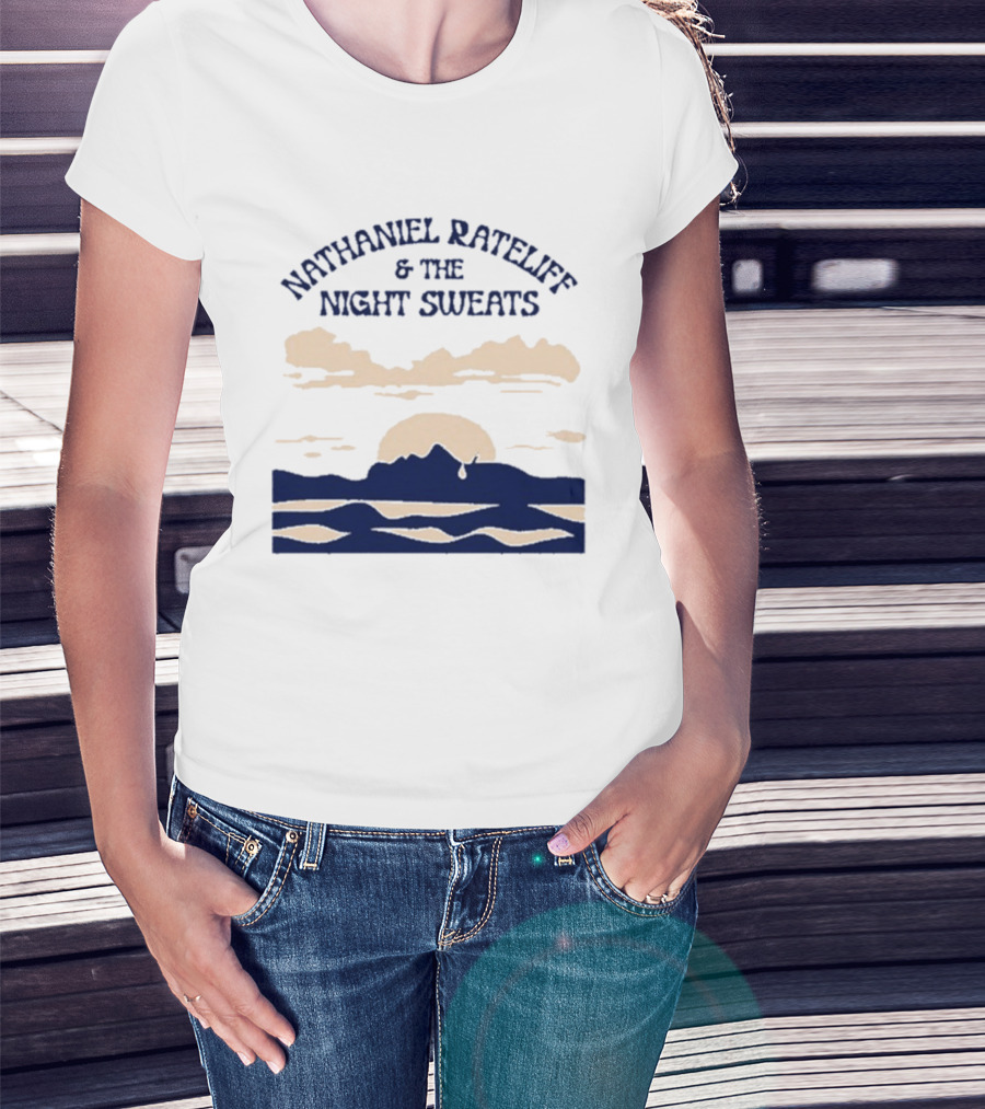 Nathaniel Rateliff & The Night Sweats Sunset Clouds And Mountain River Scene T-Shirt