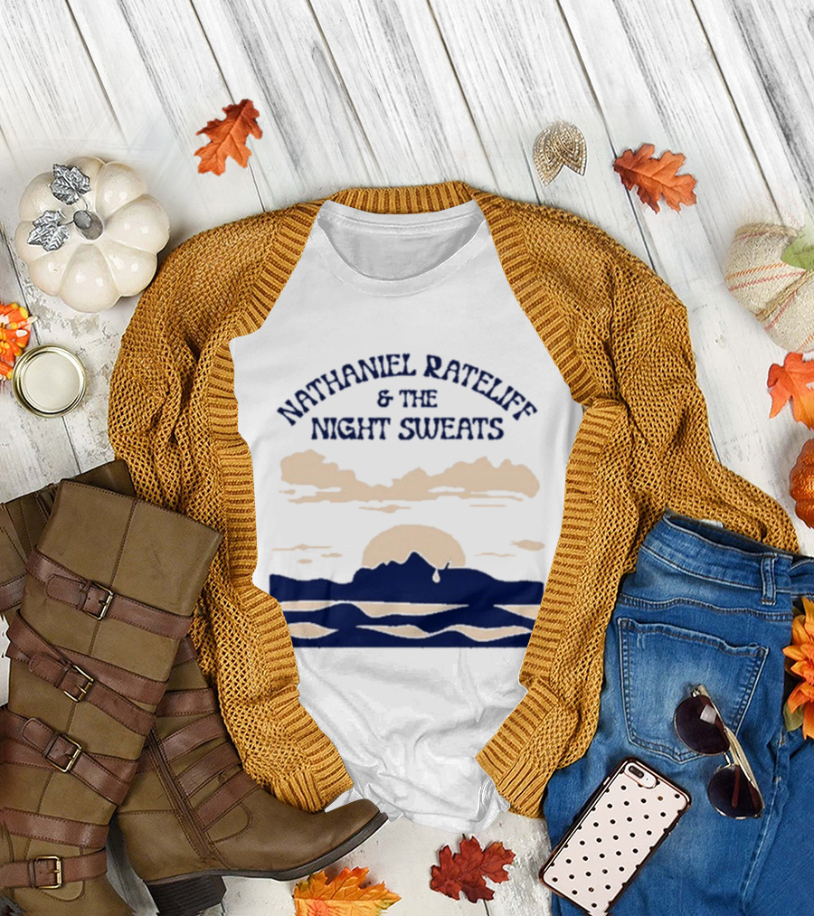 Nathaniel Rateliff & The Night Sweats Sunset Clouds and Mountain River Scene T-Shirt