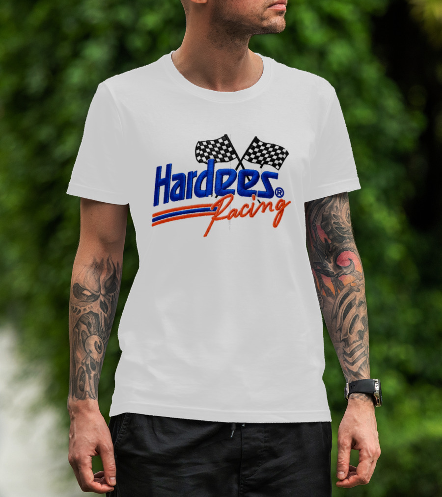 Bubba Wallace Hardee's Racing Hat Checkered Flags T-Shirt