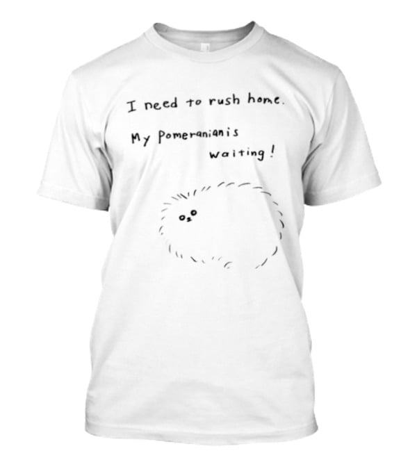 I Need To Rush Home My Pomeranian Is Waiting Cat Sketch T-Shirt