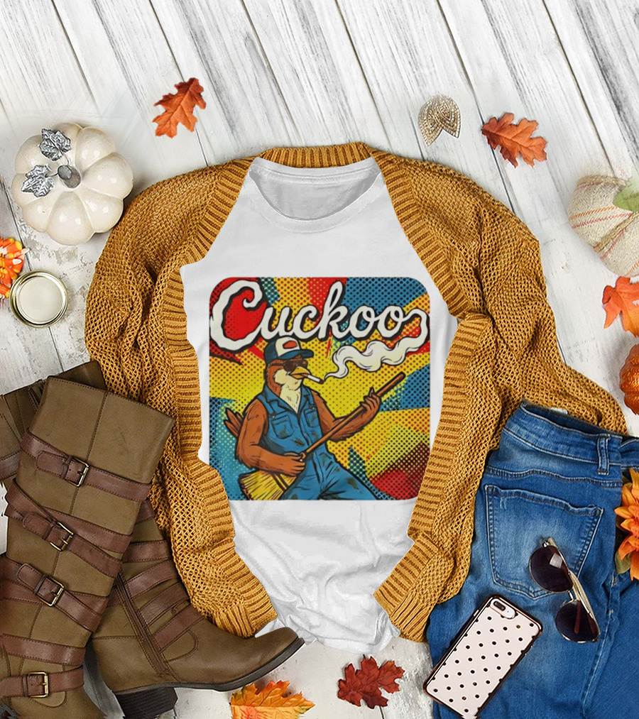 Cuckoo Smoking Bird in Sunglasses Retro Pop T-Shirt