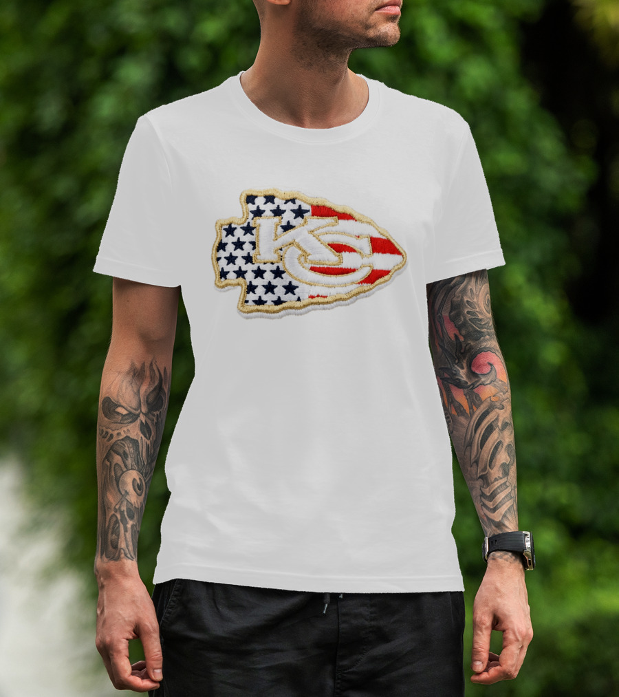 USA 250 Chiefs Stars And Stripes KC Patch T-Shirt