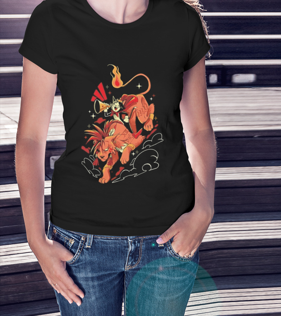 Cait Sith Red XIII Fantasy Adventure Duo Red Rider T-Shirt