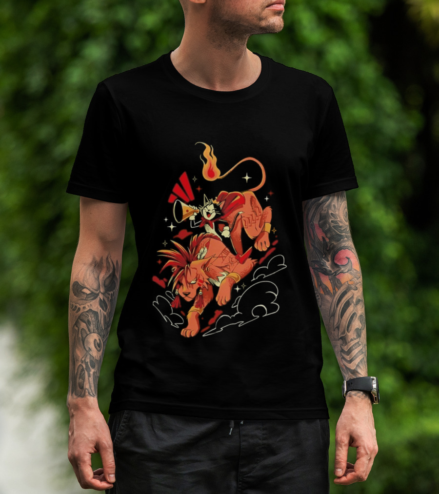 Cait Sith Red XIII Fantasy Adventure Duo Red Rider T-Shirt