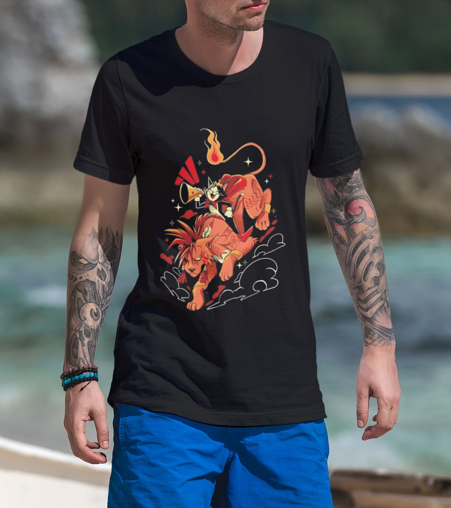 Cait Sith Red XIII Fantasy Adventure Duo Red Rider T-Shirt