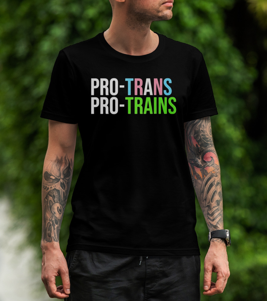 PRO TRANS PRO TRAINS Transgender Ally Public Transport Message T-Shirt