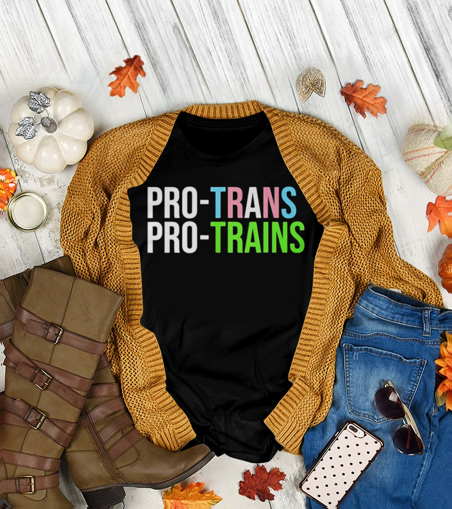 PRO TRANS PRO TRAINS Transgender Ally Public Transport Message T-Shirt