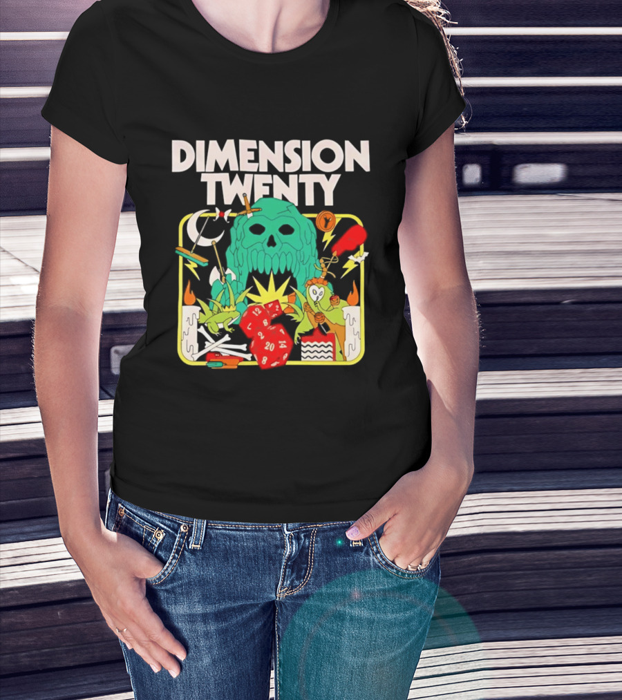 Dimension Twenty RPG Dice Skull Adventure T-Shirt