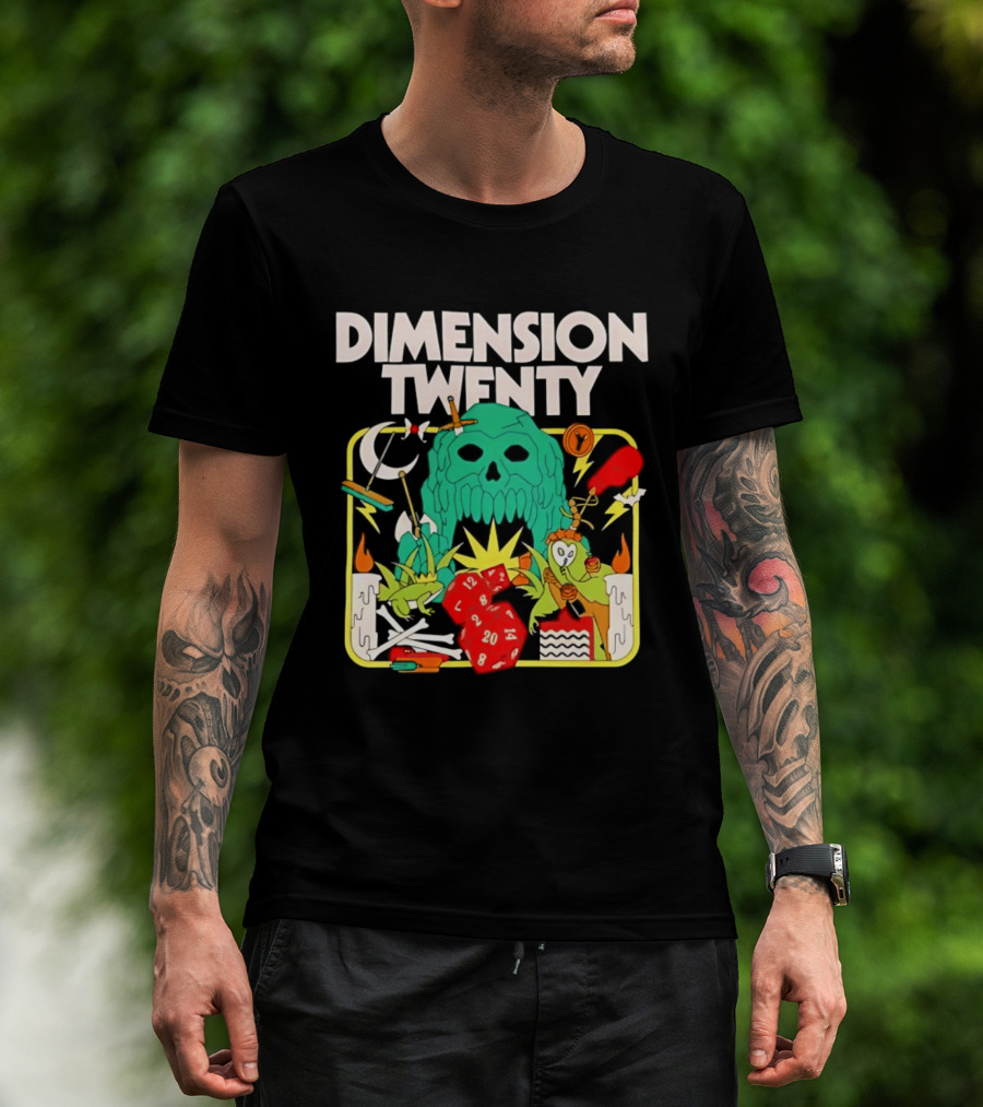Dimension Twenty RPG Dice Skull Adventure T-Shirt