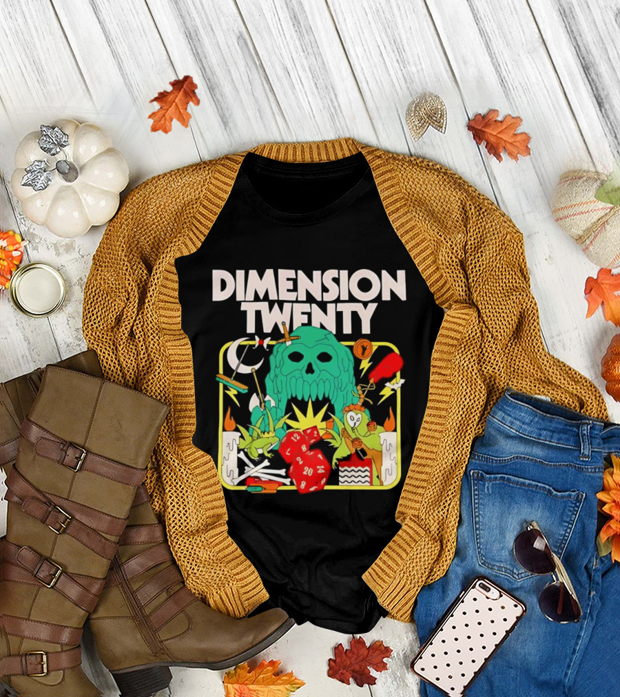 Dimension Twenty RPG Dice Skull Adventure T-Shirt