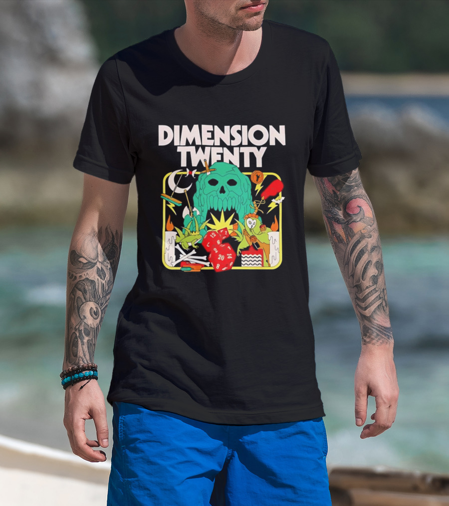 Dimension Twenty RPG Dice Skull Adventure T-Shirt