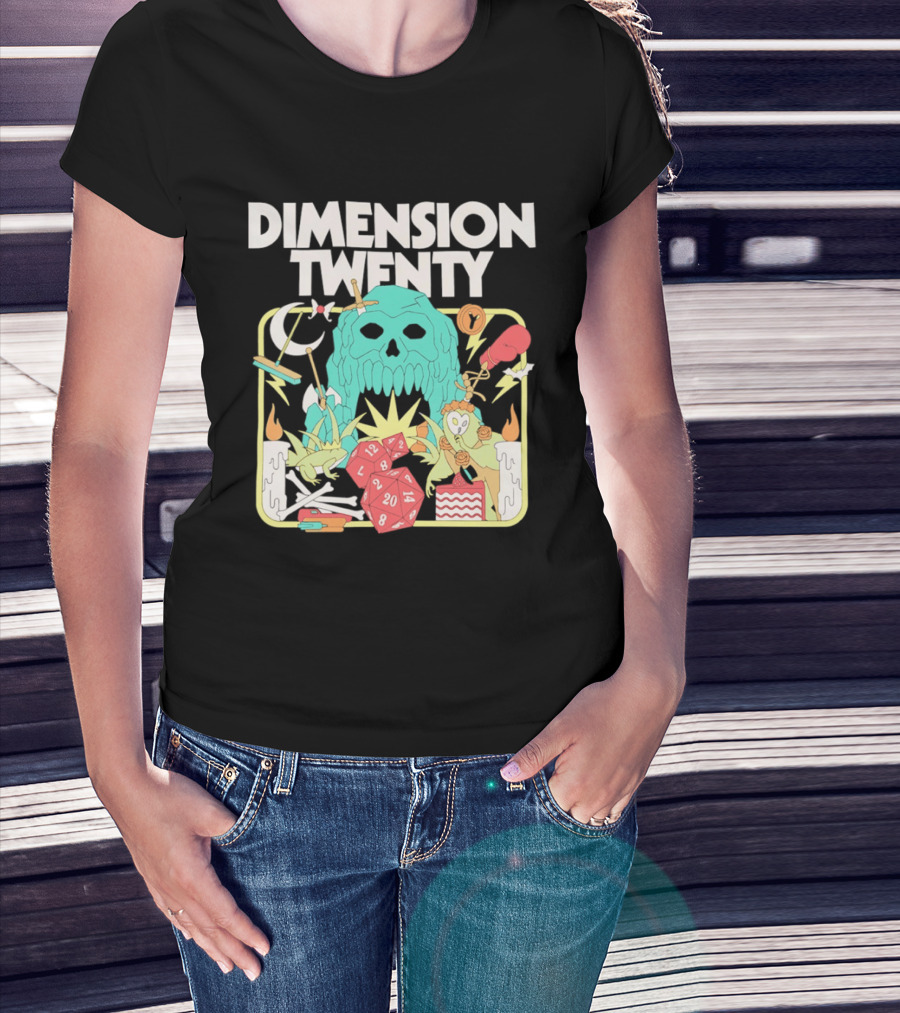 Dimension Twenty Skull Dice Fantasy Adventure T-Shirt