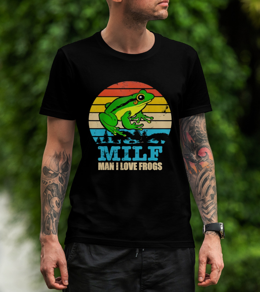 Frog MILF Man I Love Frogs Retro Sunset T-Shirt
