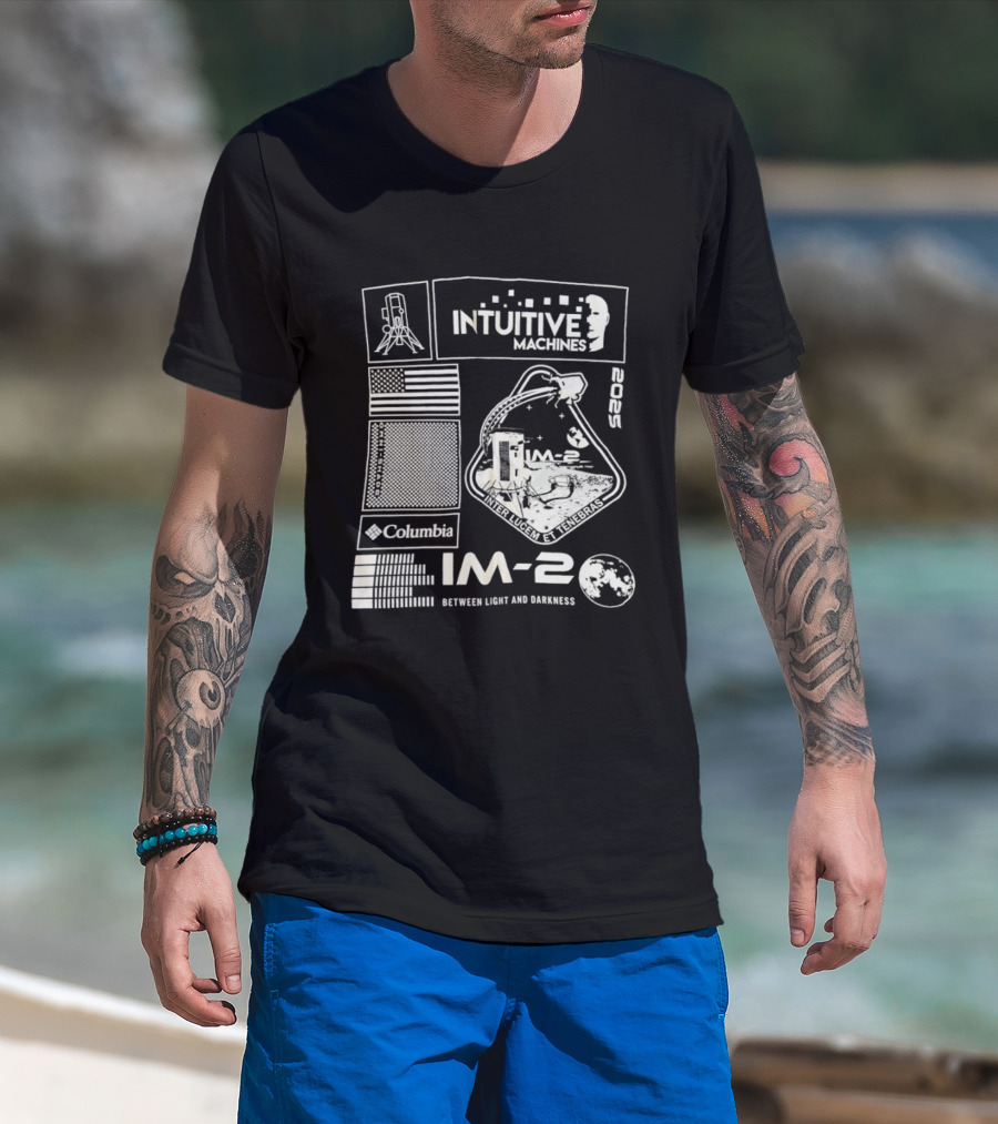 Intuitive Machines IM 2 Mission Lunar Lander Space Exploration 2025 Lunar Light And Darkness T-Shirt