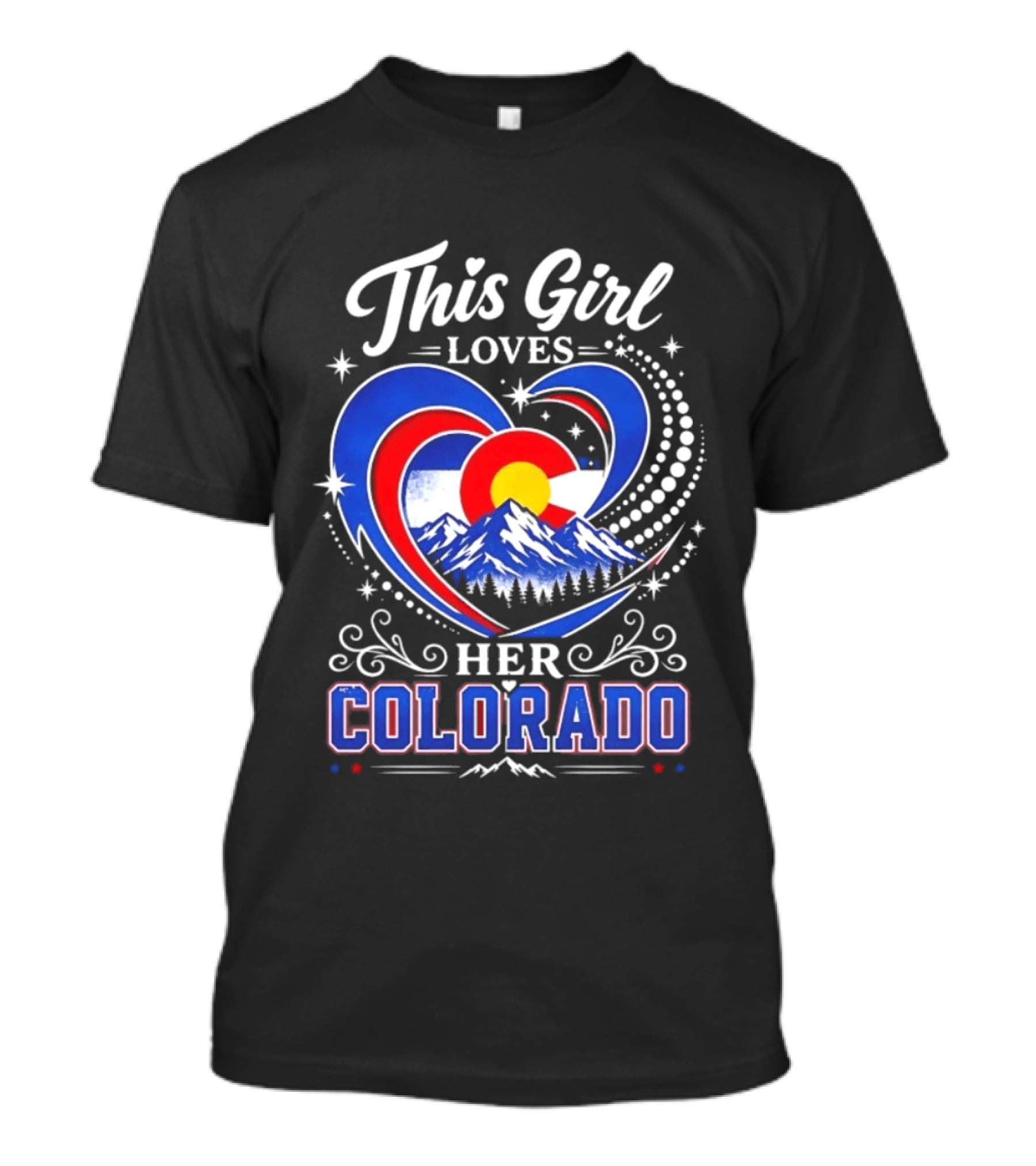 This Girl Loves Her Colorado With Heart And Mountain Scene T-Shirt