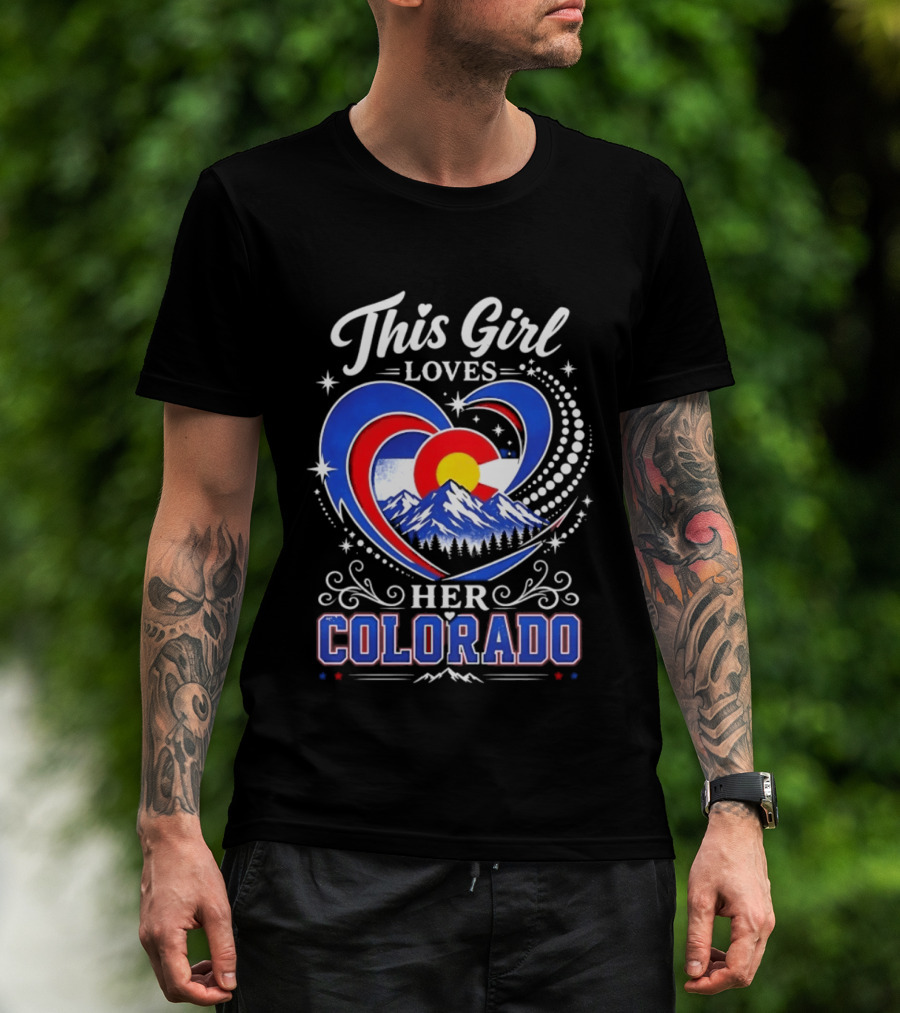 This Girl Loves Her Colorado With Heart And Mountain Scene T-Shirt