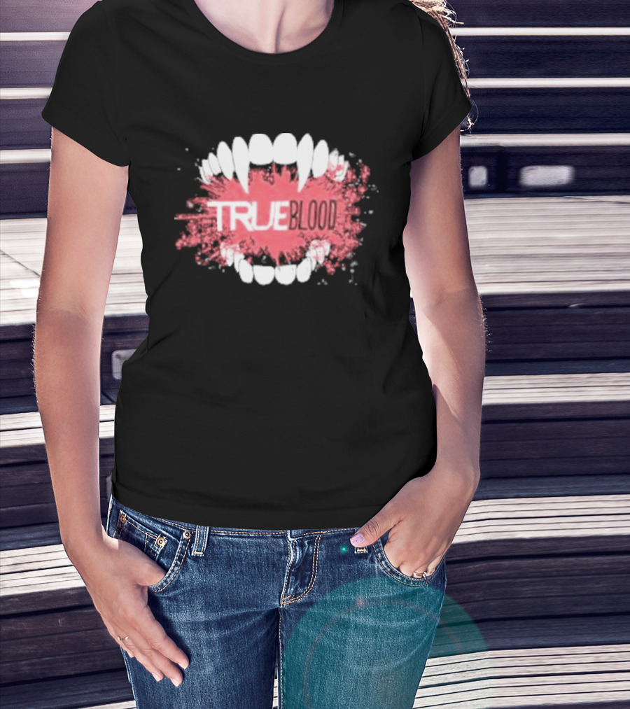 True Blood Vampire Fangs Bite Splatter T-Shirt