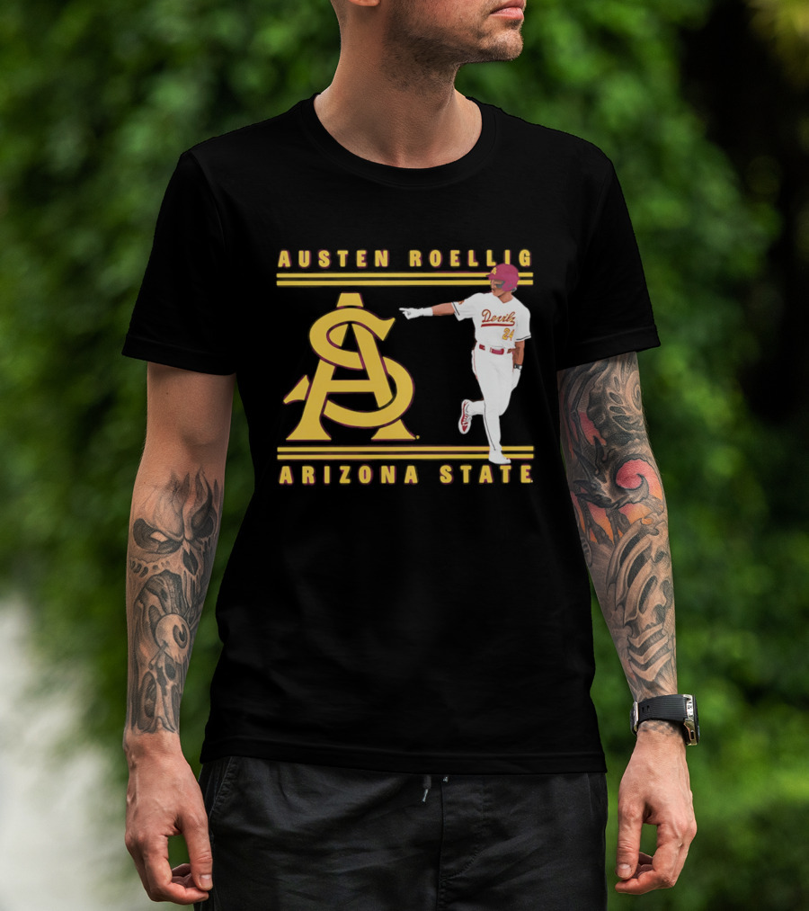 Austen Roellig Arizona State Devils Baseball NCAA Illustrated ASU T-Shirt
