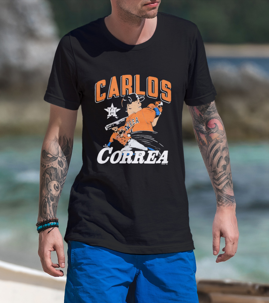 Carlos Correa Astros Caricature Tri Blend T-Shirt