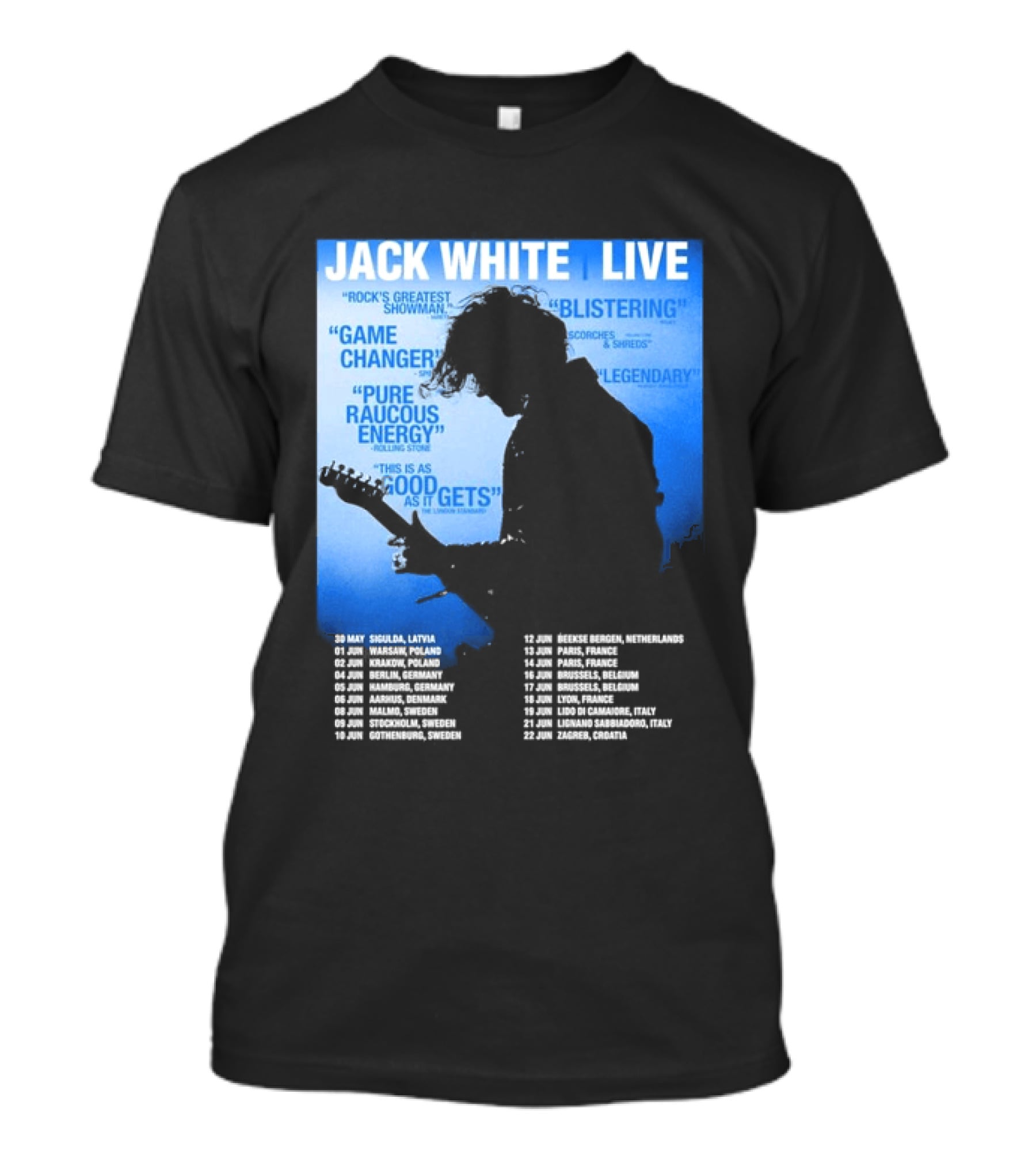 Jack White Live Europe 2026 Tour Dates Schedule Legendary Rock Concert Experience T-Shirt