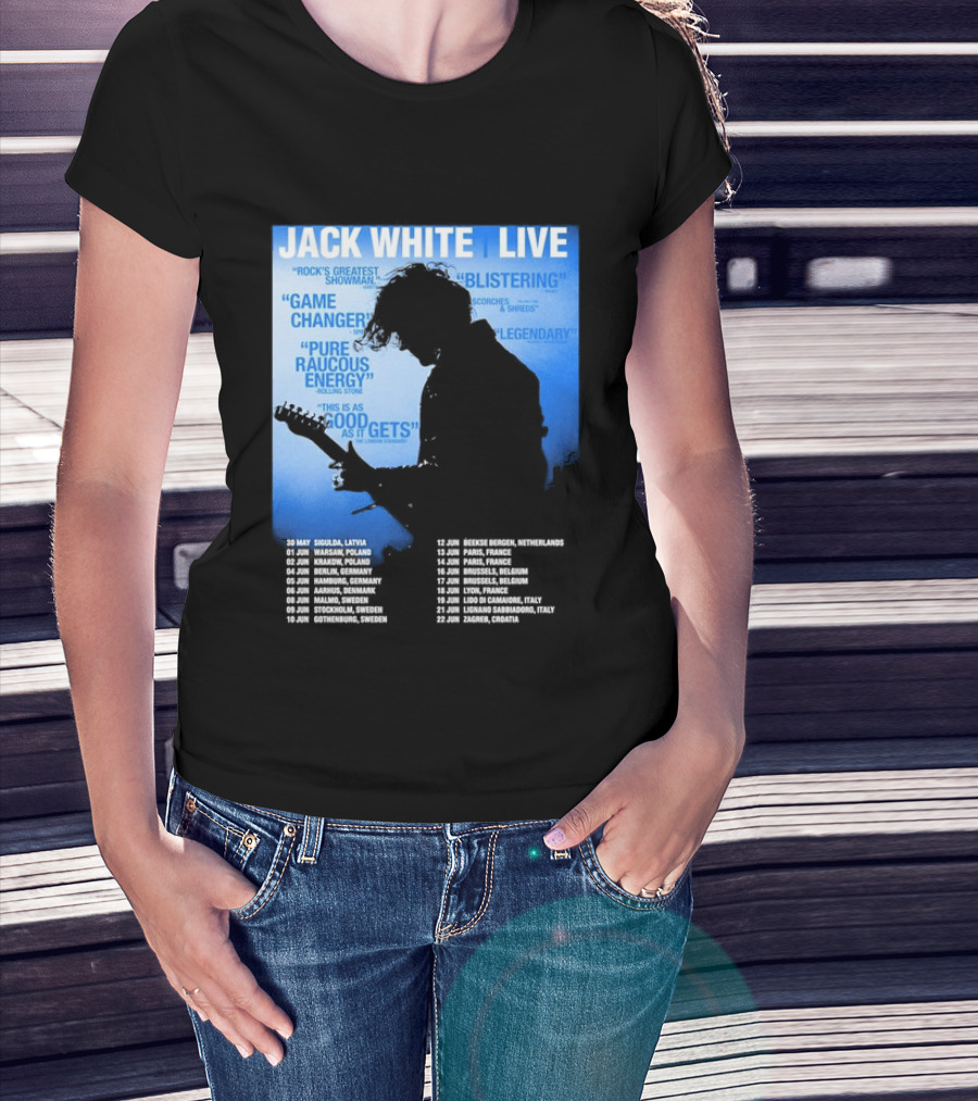 Jack White Live Europe 2026 Tour Dates Schedule Legendary Rock Concert Experience T-Shirt