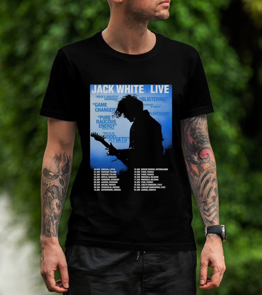Jack White Live Europe 2026 Tour Dates Schedule Legendary Rock Concert Experience T-Shirt