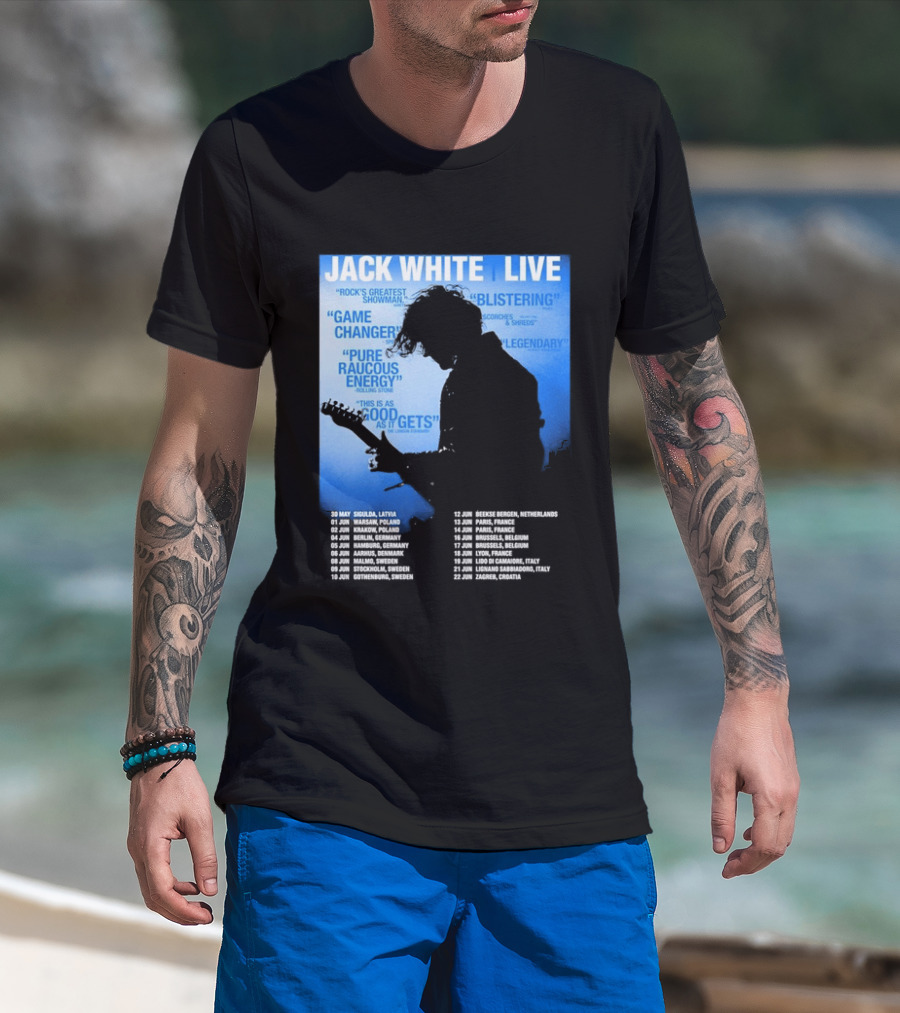 Jack White Live Europe 2026 Tour Dates Schedule Legendary Rock Concert Experience T-Shirt