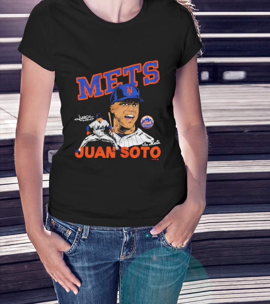 Mets Juan Soto Caricature Tri Blend T-Shirt
