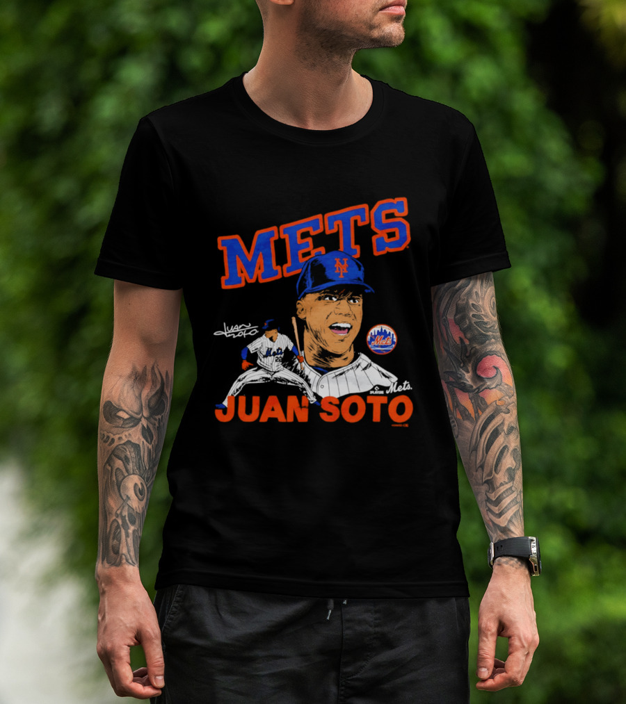 Mets Juan Soto Caricature Tri Blend T-Shirt