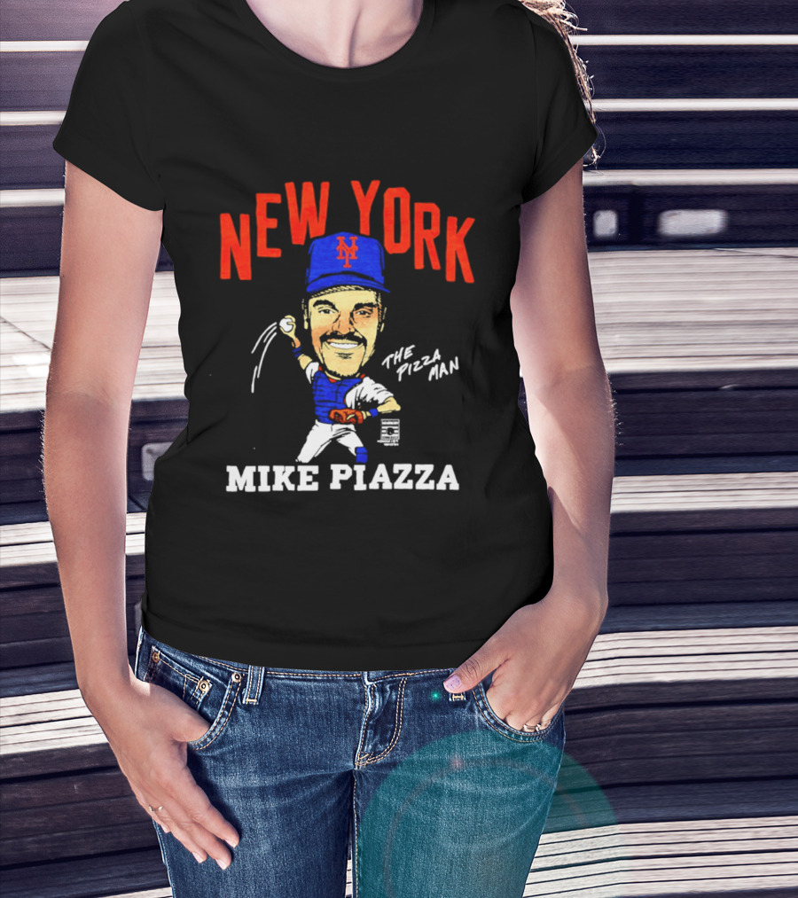 New York Mets Mike Piazza The Pizza Man Caricature T-Shirt
