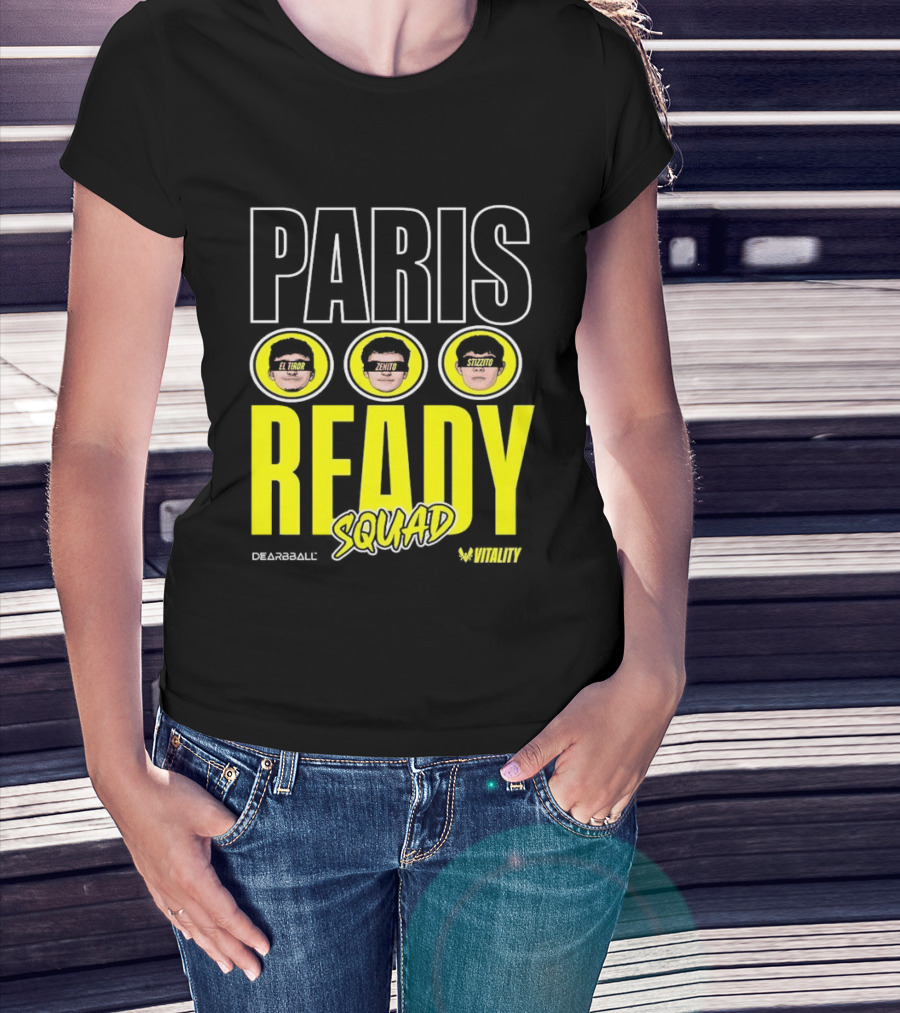 Paris Ready Squad Dearbball Vitality Text Faces T-Shirt