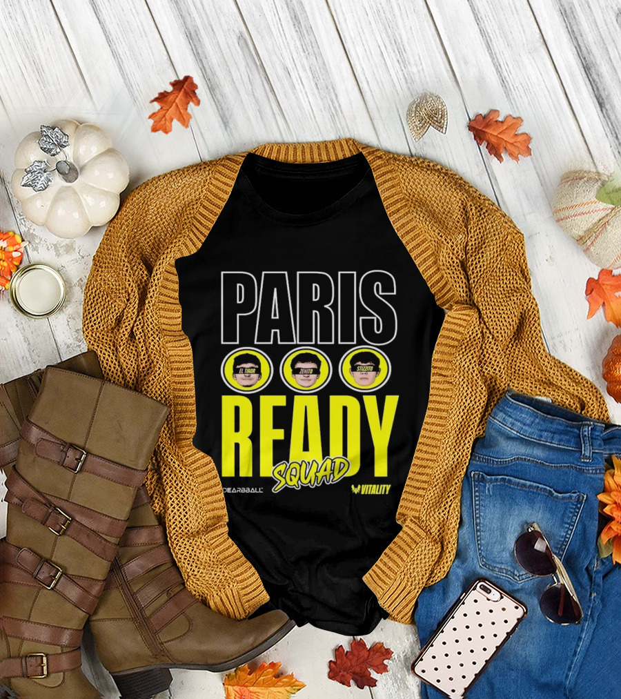 Paris Ready Squad Dearbball Vitality Text Faces T-Shirt
