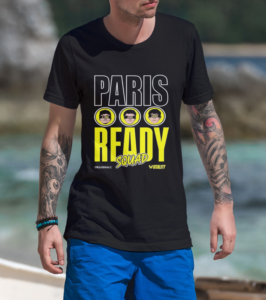 Paris Ready Squad Dearbball Vitality Text Faces T-Shirt