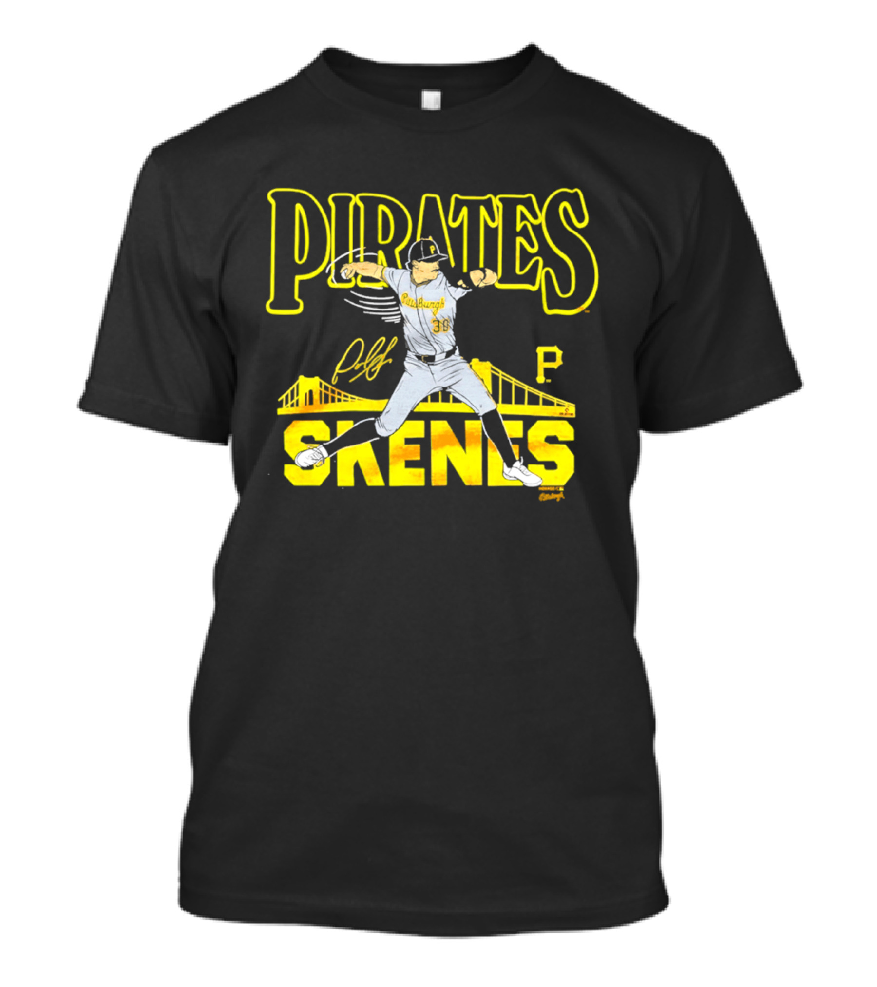 Pittsburgh Pirates Paul Skenes Signature Bridge T-Shirt