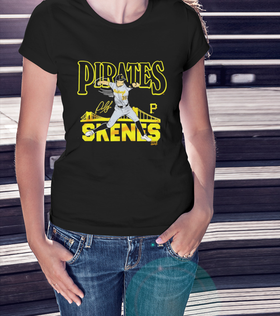 Pittsburgh Pirates Paul Skenes Signature Bridge T-Shirt