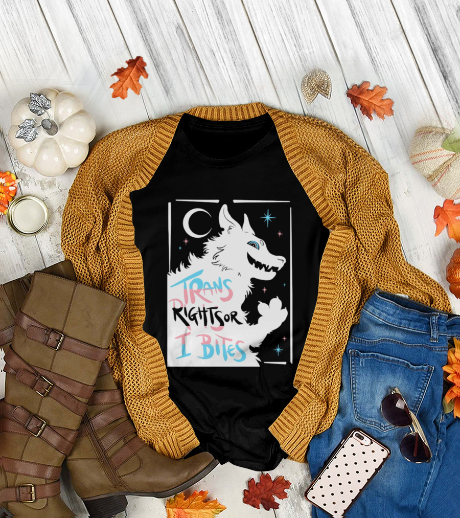 Trans Rights or I Bites Wolf Moon Stars T-Shirt