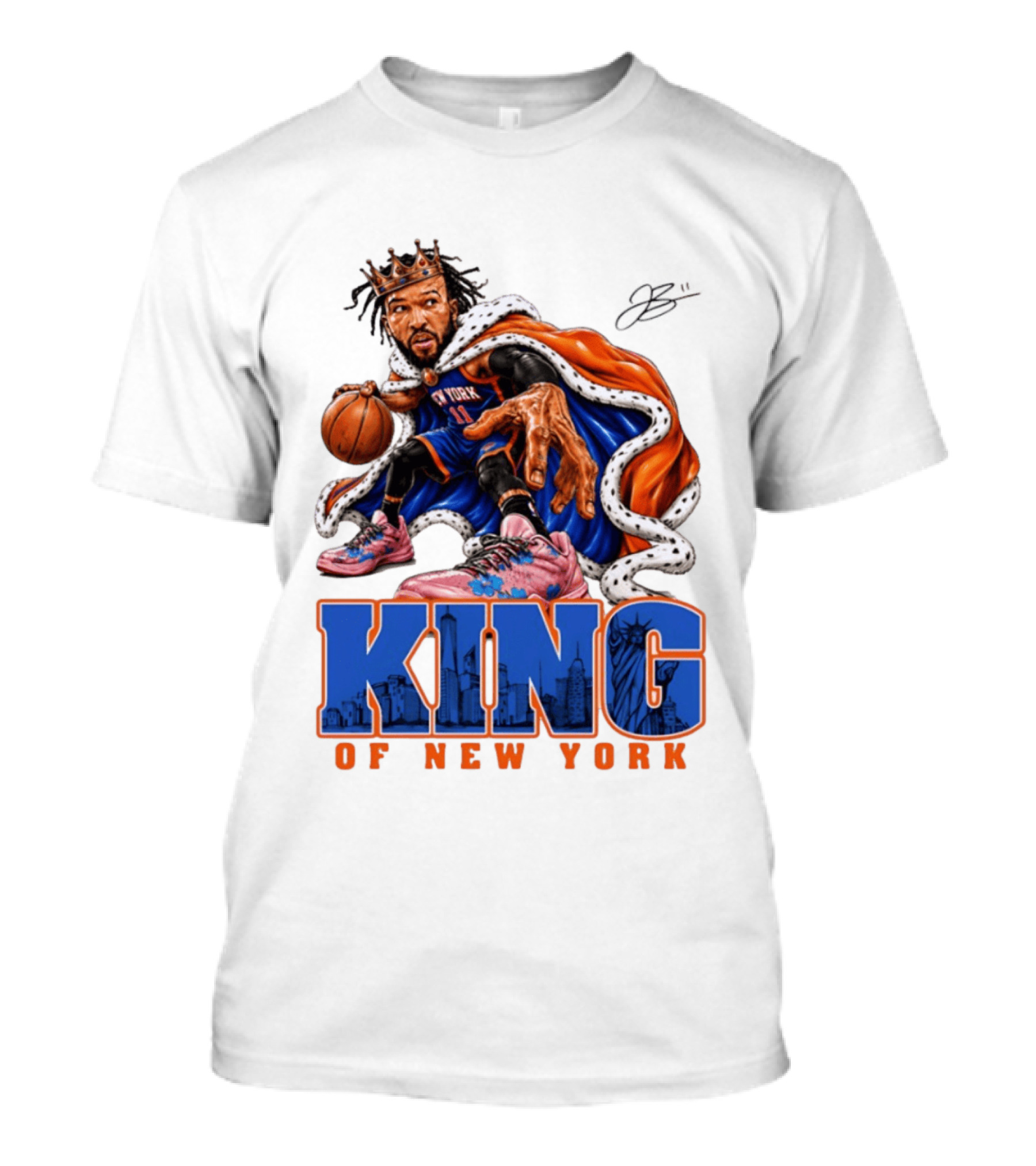 Jalen Brunson King Of New York Knicks Crown Cape T-Shirt